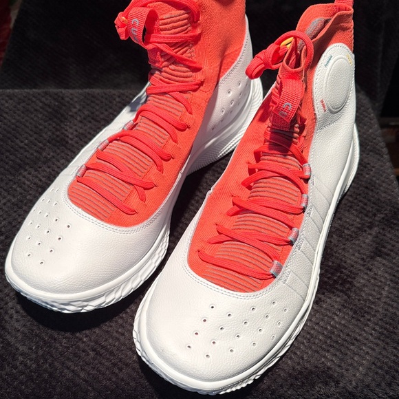 Curry Under Armour Men\'s High-Top Athletic Shoes White/Bright Orange 3024861-100 main image 5